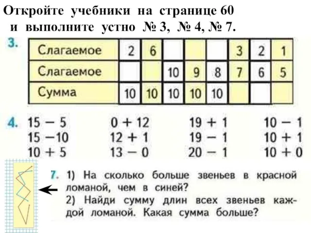 Откройте учебники на странице 60 и выполните устно № 3, № 4, № 7.