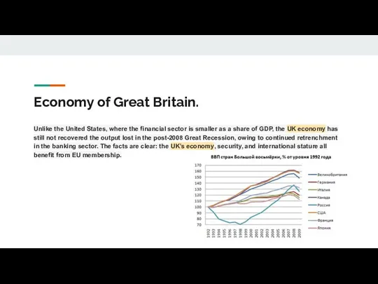 Economy of Great Britain. Unlike the United States, where the financial sector is