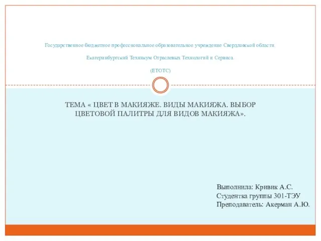 Визаж. Цвет в макияже. Виды макияжа. Выбор цветовой палитры для видов макияжа