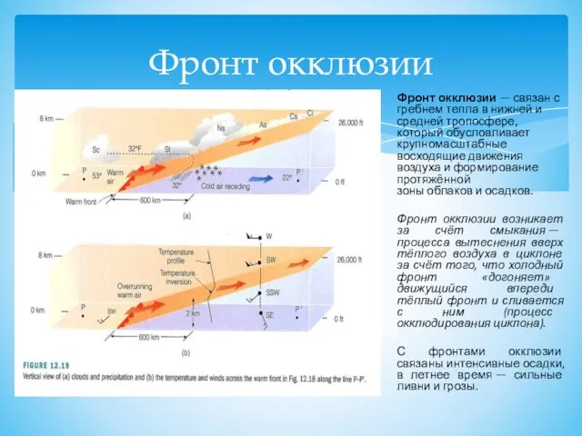 Фронт окклюзии Фронт окклюзии — связан с гребнем тепла в