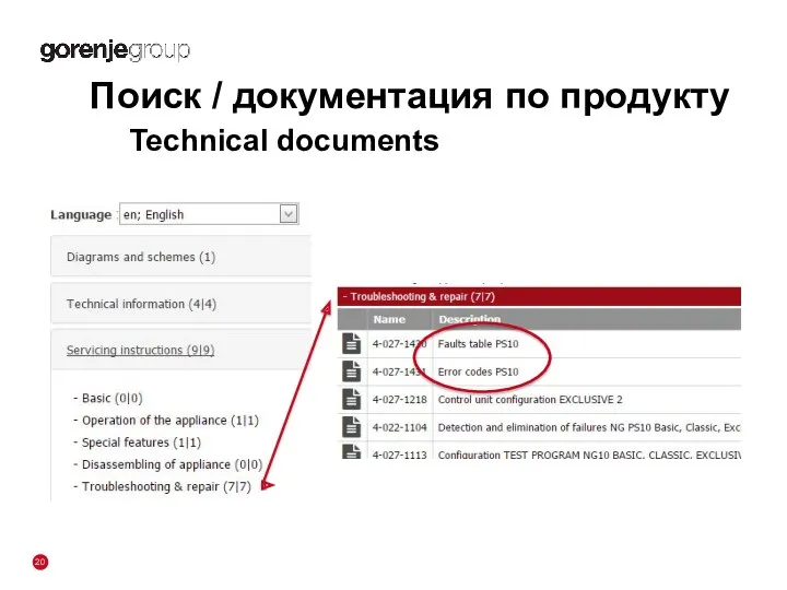 Technical documents Поиск / документация по продукту