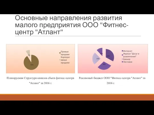 Основные направления развития малого предприятия ООО "Фитнес-центр "Атлант" Рекламный бюджет