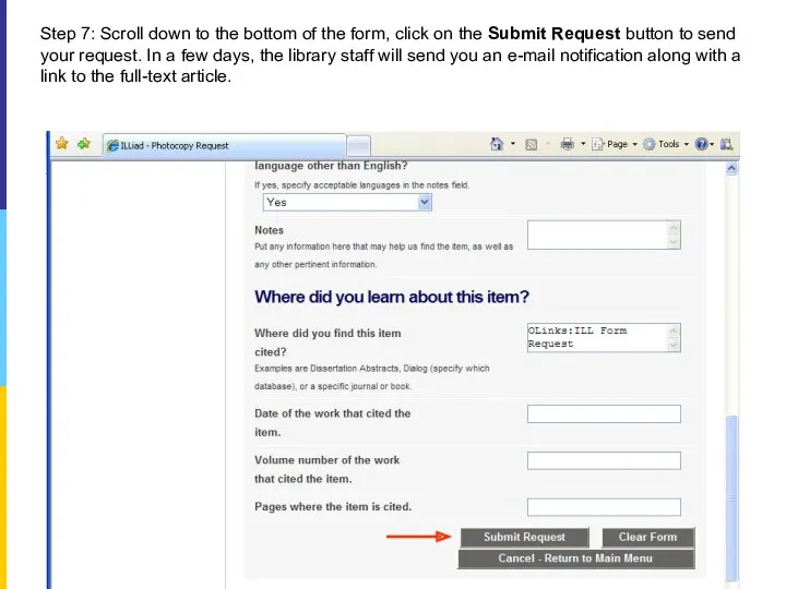 Step 7: Scroll down to the bottom of the form, click on the