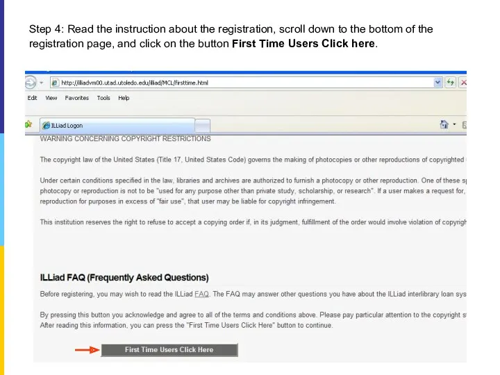Step 4: Read the instruction about the registration, scroll down