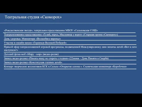 Театральная студия «Скоморох» «Рождественская звезда», театральное представление МБОУ «Сельцовская COШ»