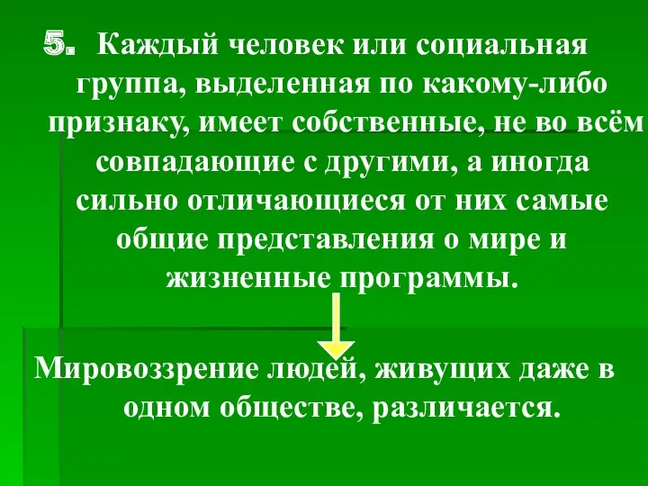 Каждый человек или социальная группа, выделенная по какому-либо признаку, имеет