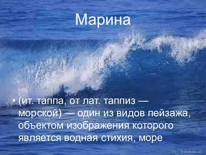 Марина (ит. таппа, от лат. таппиз — морской) — один