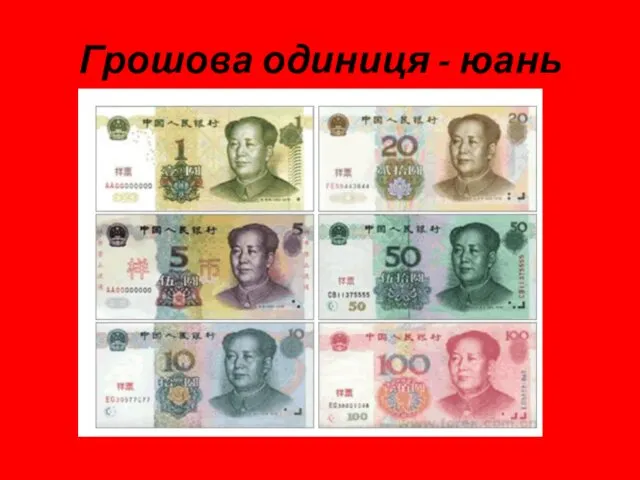 Грошова одиниця - юань