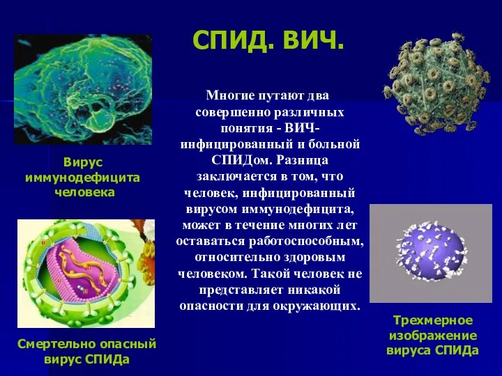 СПИД. ВИЧ. Многие путают два совершенно различных понятия - ВИЧ-