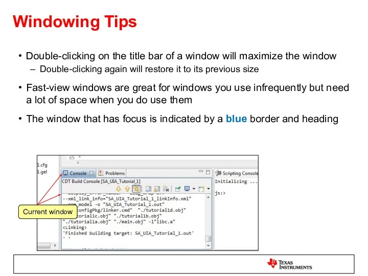 Windowing Tips Double-clicking on the title bar of a window