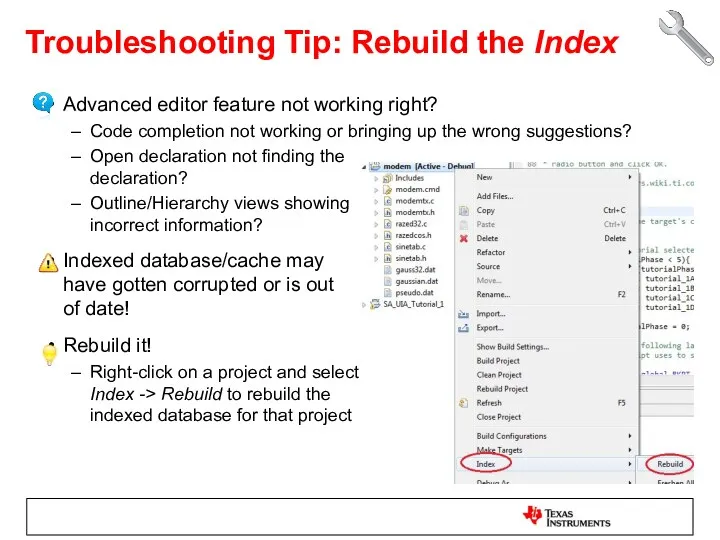 Troubleshooting Tip: Rebuild the Index Advanced editor feature not working