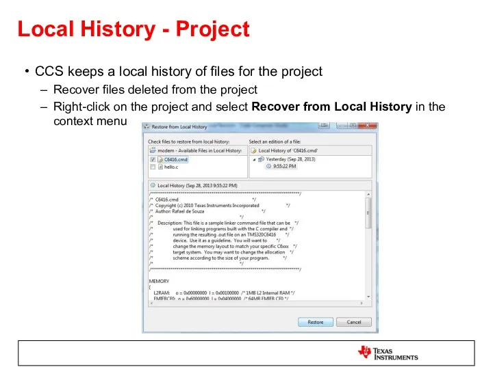 Local History - Project CCS keeps a local history of