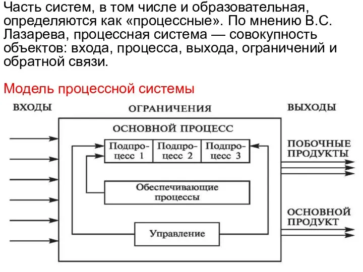 Часть систем, в том числе и образовательная, определяются как «процессные».