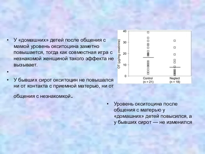 У «домашних» детей после общения с мамой уровень окситоцина заметно