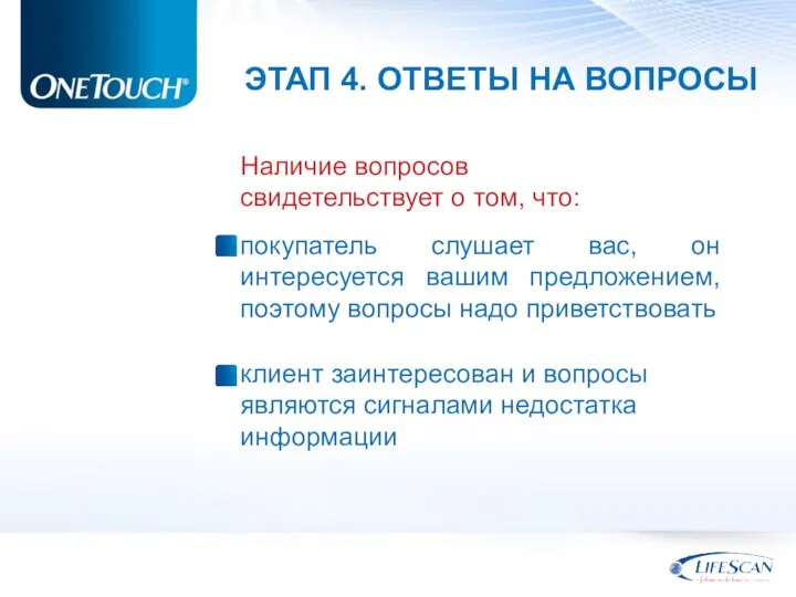 ЭТАП 4. ОТВЕТЫ НА ВОПРОСЫ Наличие вопросов свидетельствует о том,