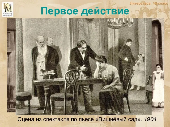 Первое действие Сцена из спектакля по пьесе «Вишнёвый сад». 1904