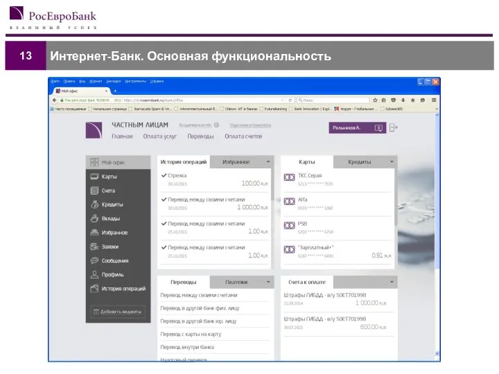 Интернет-Банк. Основная функциональность 13