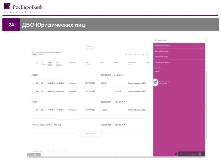 Торговые системы 24 ДБО Юридических лиц