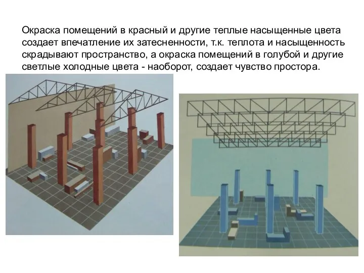 Окраска помещений в красный и другие теплые насыщенные цвета создает