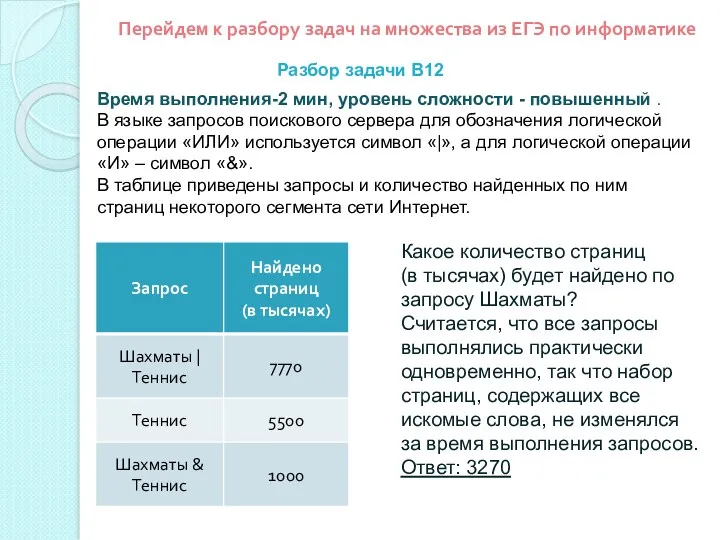 Перейдем к разбору задач на множества из ЕГЭ по информатике