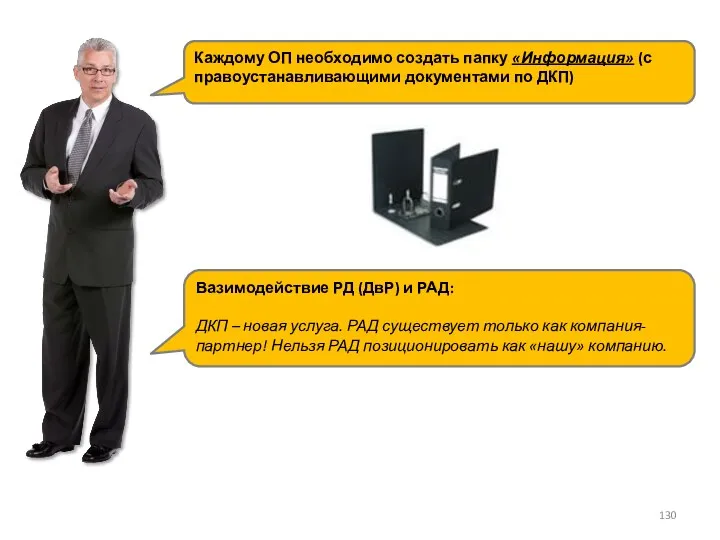 Каждому ОП необходимо создать папку «Информация» (с правоустанавливающими документами по ДКП) Вазимодействие РД