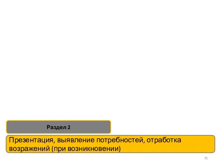 Презентация, выявление потребностей, отработка возражений (при возникновении) Раздел 2