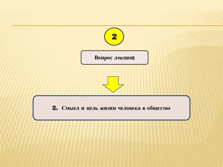 2. Смысл и цель жизни человека в обществе Вопрос лекции: 2