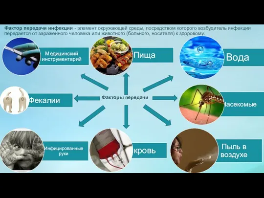 Фактор передачи инфекции - элемент окружающей среды, посредством которого возбудитель