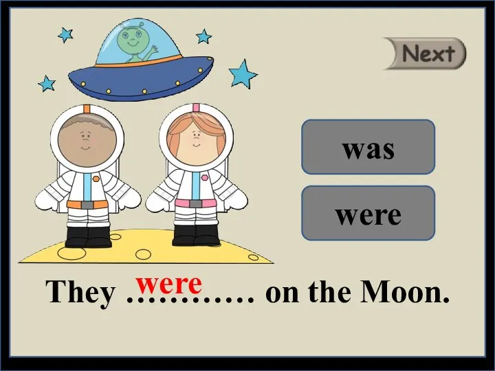 They ………… on the Moon. were was were