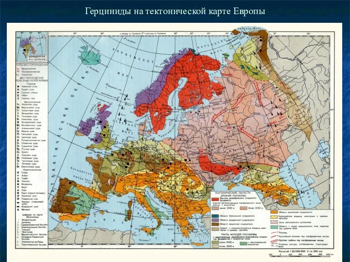 Герциниды на тектонической карте Европы