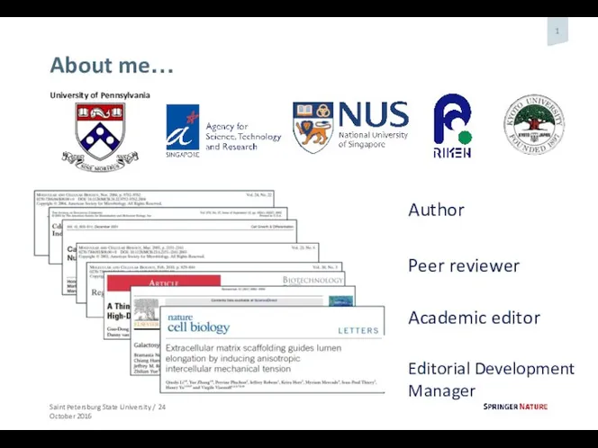 About me… Author Peer reviewer Editorial Development Manager Academic editor