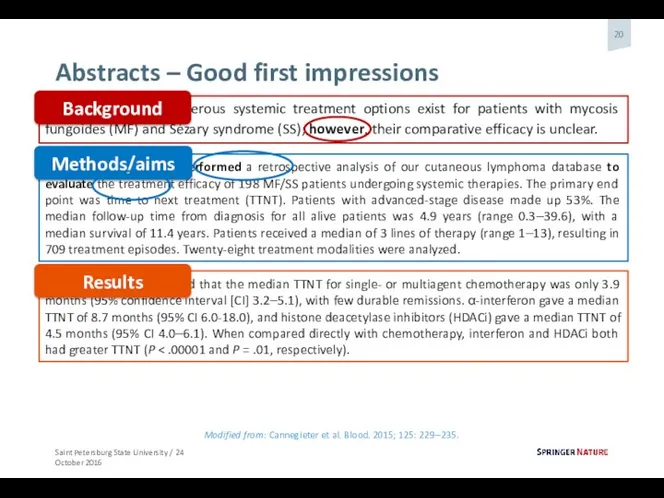 Abstracts – Good first impressions Numerous systemic treatment options exist