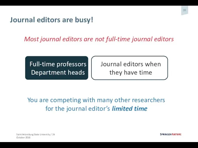 Journal editors are busy! Most journal editors are not full-time