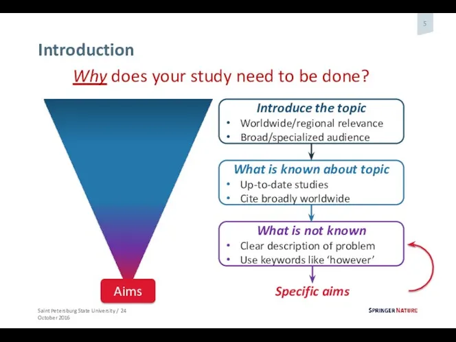 Introduction Why does your study need to be done? Introduce