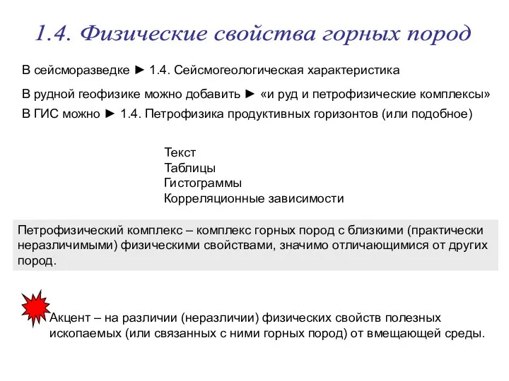 1.4. Физические свойства горных пород В сейсморазведке ► 1.4. Сейсмогеологическая