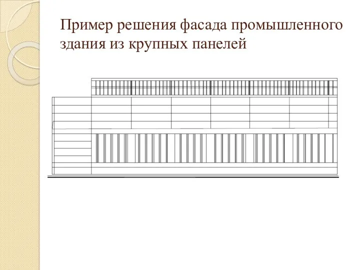 Пример решения фасада промышленного здания из крупных панелей