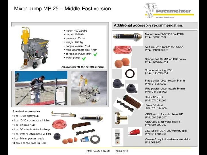 Mixer pump MP 25 – Middle East version Art. number: