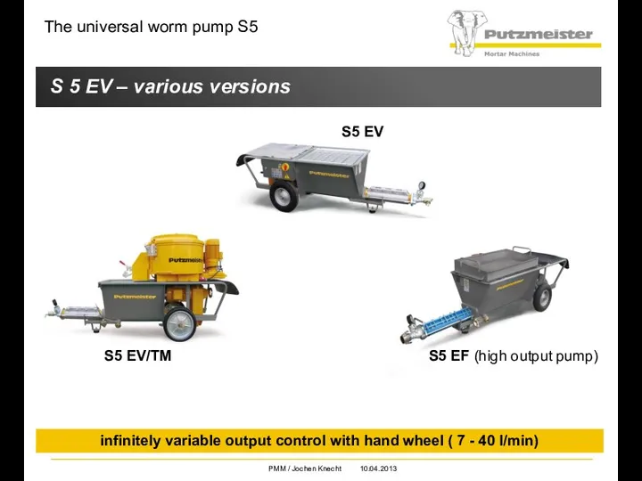 The universal worm pump S5 infinitely variable output control with