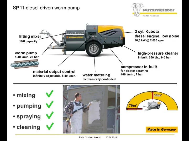 SP11 diesel driven worm pump lifting mixer 180l capacity 3
