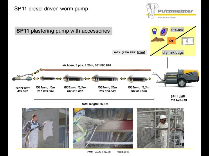 SP11 diesel driven worm pump ID35mm, 13,3m 207 616.006 dry