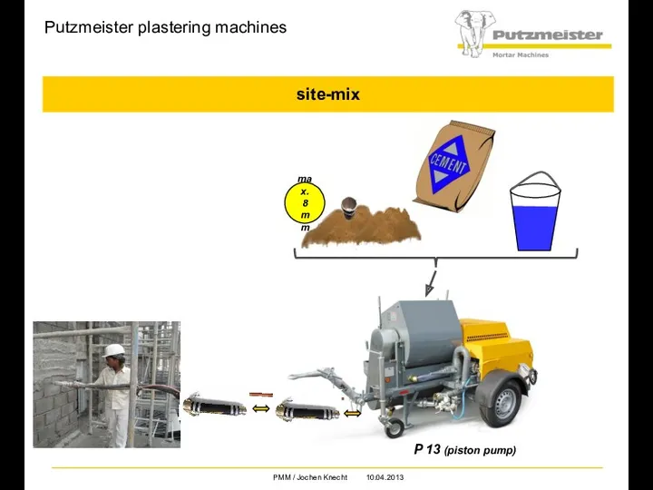 Putzmeister plastering machines max. 8 mm P 13 (piston pump) site-mix