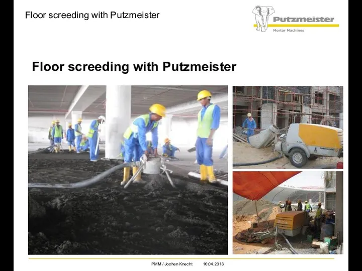 Floor screeding with Putzmeister Floor screeding with Putzmeister