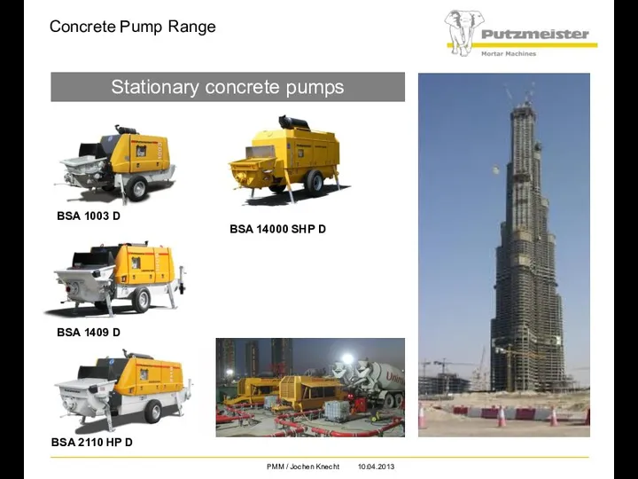Concrete Pump Range Stationary concrete pumps BSA 1003 D BSA
