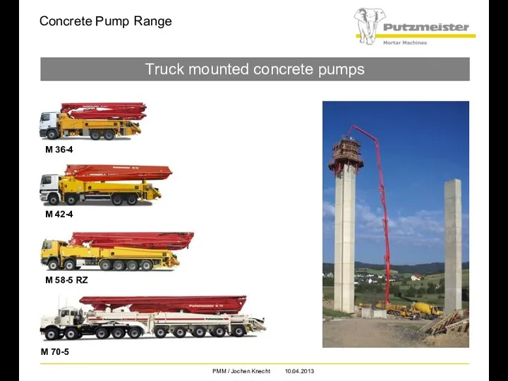 Concrete Pump Range Truck mounted concrete pumps M 70-5 M 58-5 RZ M 42-4 M 36-4