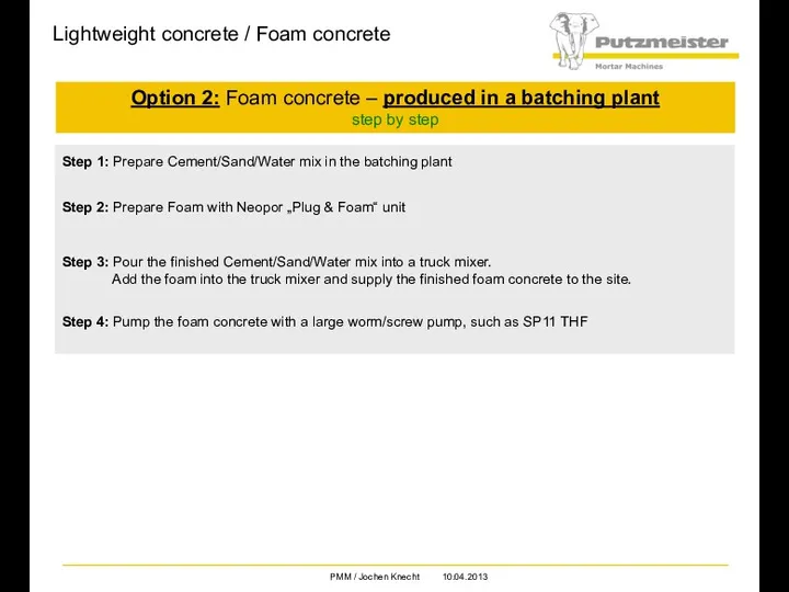 Lightweight concrete / Foam concrete Option 2: Foam concrete –