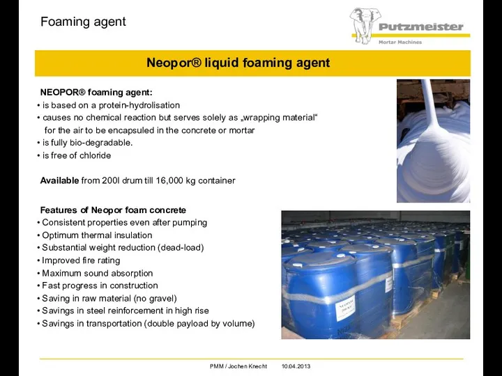Foaming agent Neopor® liquid foaming agent NEOPOR® foaming agent: is
