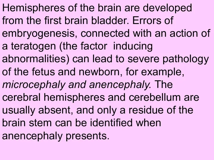 Hemispheres of the brain are developed from the first brain