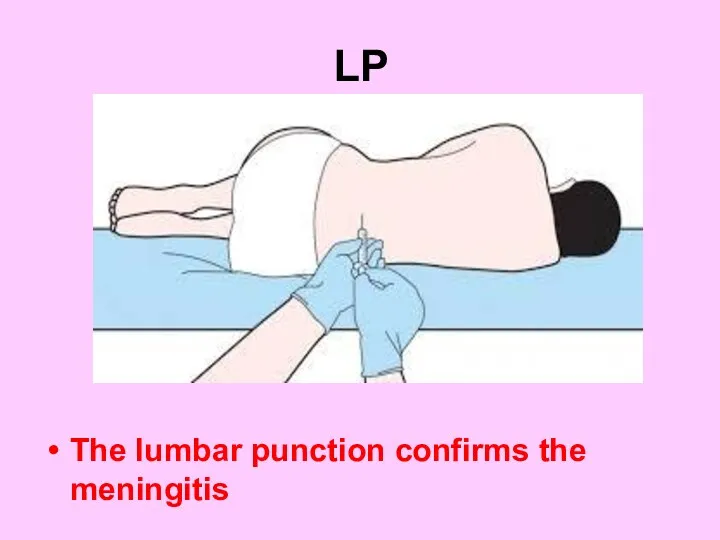 LP The lumbar punction confirms the meningitis