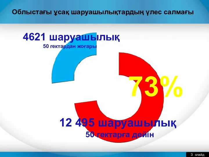 Облыстағы ұсақ шаруашылықтардың үлес салмағы 3 слайд 12 495 шаруашылық