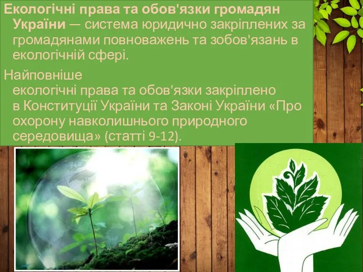 Екологічні права та обов'язки громадян України — система юридично закріплених